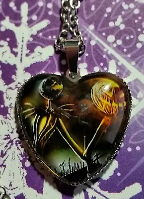 Buy Nightmare Before Christmas Evening Jack With Pumpkin  HEART Pendant With Chain • 6.52£