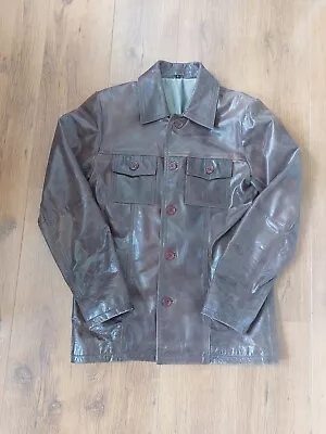 Buy Men's Tough Riders Brown Leather Jacket Size Small Good Condition • 29.99£