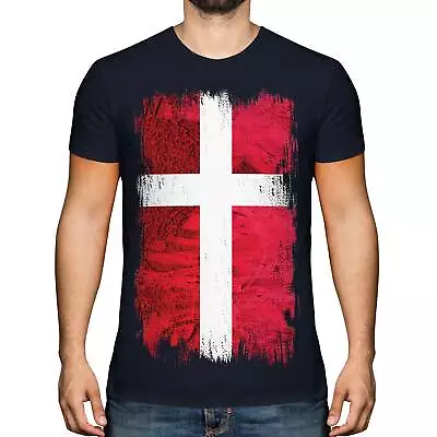 Buy Denmark Grunge Flag Mens T-shirt Tee Top Danmark Football Danish Gift Shirt • 9.95£