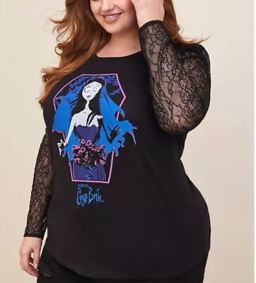 Buy Torrid Corpse Bride Emily Lace Puff Sleeve Punk Gothic Top Shirt Plus Size 00 • 47.12£