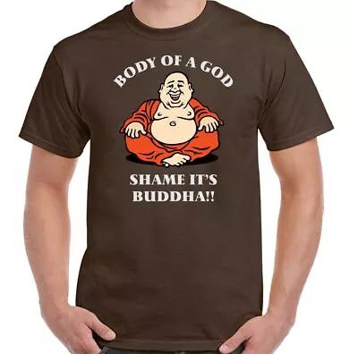 Buy Fat T-Shirt Body Of A God Shame It's Buddha Mens Funny Humor Overweight Fatist • 8.99£