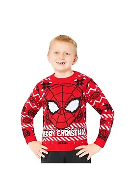 Buy Marvel Kids Christmas Jumper Crew Neck Long Sleeves Sweater Warm Top Cosy • 28.99£