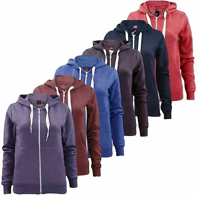 Buy Ladies Girls Plain Zip Up Hoodie Sweatshirt Women Fleece Hooded Jacket Top • 5.99£