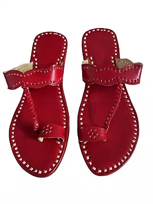 Buy Womens Ethnic Popular Red Leather Sandals Slippers Handmade UK Big Size Shoes • 25.19£