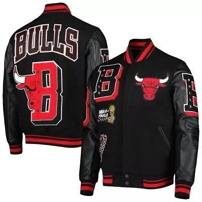 Buy Men’s Black Pro Standard Chicago Bulls Mash Up Wool/Pu Varsity Jacket • 99.99£