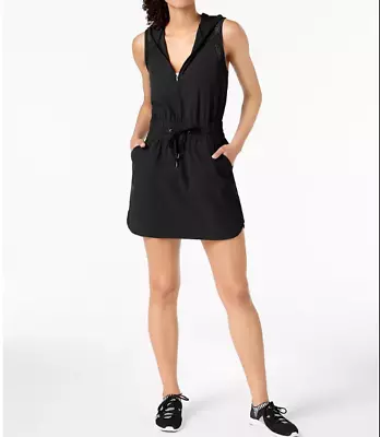 Buy Ideology Woven Women's Hoodie Sleeveless Dress With Pockets Med, Lg Color: Black • 38.54£