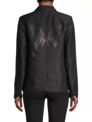 Buy Zadig & Voltaire Victor Strass Jacket Size 34 Black Butterfly Embellished Blazer • 217.85£