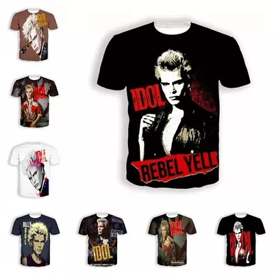 Buy Billy Idol Hip Hop Streetwear 3D Print Women Men Short Sleeve T-shirt Tops Tees • 10.79£