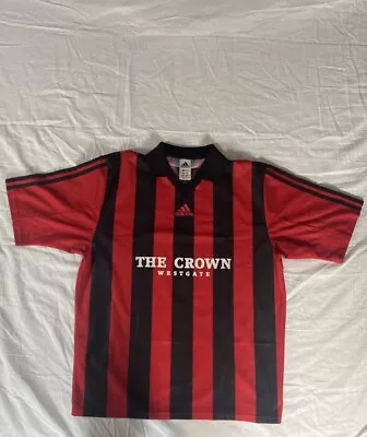 Buy Adidas Red Black Stripes The Crown Westgate 2 Football Shirt • 12.99£