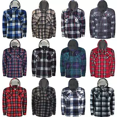 Buy Mens Sherpa Fleece Lined Lumberjack Hoodie Jacket With Work Padded Shirt • 19.99£