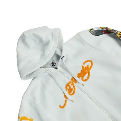Buy Ed Hardy Death Before Dishonour Hoodie Boys XL White Embroidered Logo Pullover • 24.99£