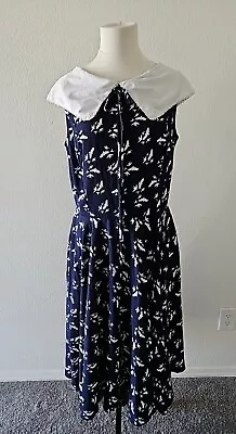 Buy Hell Bunny Vixen Ada Dress Birds Size L Read Description • 22.68£
