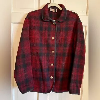 Buy Woolrich Black And Red Buffalo Plaid Wool Jacket Silver Button Womens Sz Medium • 28.42£