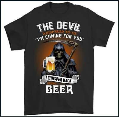 Buy BEER T-SHIRT Skull Devil Larger Alcohol Biker Motorbike Grim Reaper Motorcycle • 11.49£
