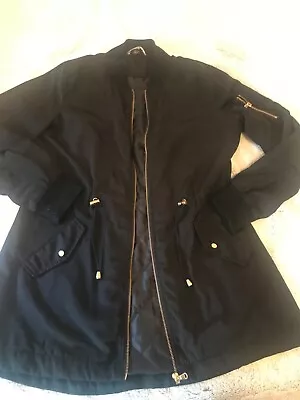Buy Black Parka Bomber Jacket Ladies Size 14 • 8£