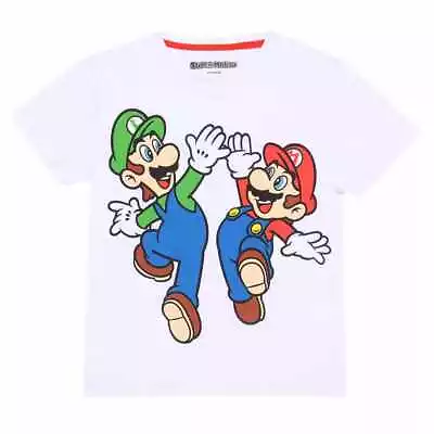 Buy Nintendo Super Mario - Mario And Luigi Overprint Unisex White T-Shirt - K777z • 16.47£