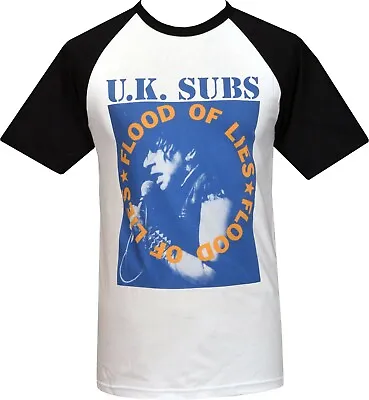 Buy UK Subs Mens Punk Raglan T-Shirt Flood Of Lies 1977 Charlie Harper • 21.95£