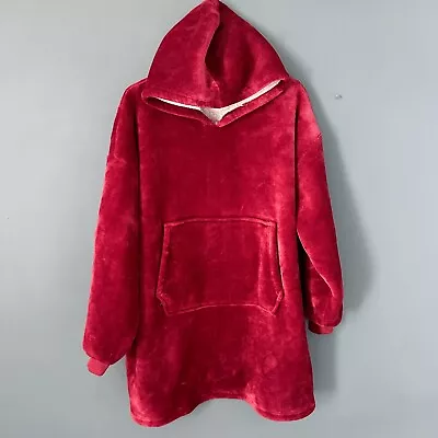 Buy Ladies Crimson Red Thick Warm Fleece Oversized Blanket Hoodie Loungewear Top • 3.99£