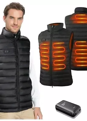 Buy Heated Vest  4 Heated Zones With 10000Mah Power Bank 3 Temp. Level Size L Unisex • 23.90£