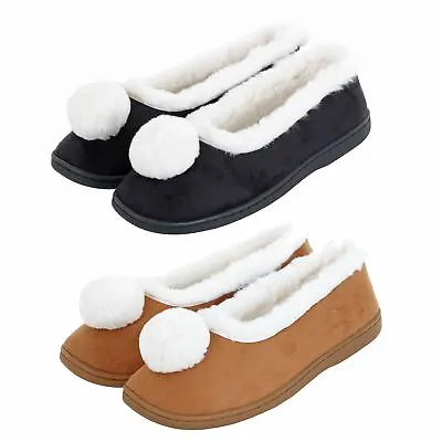 Buy Womens Gorgeous Faux Suede Ladies Full Slippers Soft Lining Hard Non Slip Soles • 9.99£