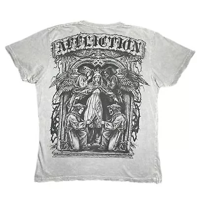 Buy Y2K Affliction Life And Death Gothic Grey Angel Top, Size Large • 70£