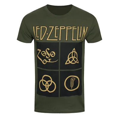 Buy Led Zeppelin T-Shirt Gold Symbols Rock Band New Black Official • 15.95£