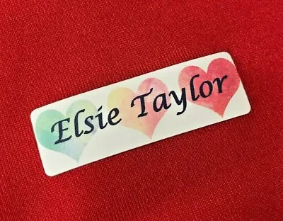 Buy Personalised Iron On Waterproof Name Labels For Clothes/ School Name Tags Hearts • 3.65£