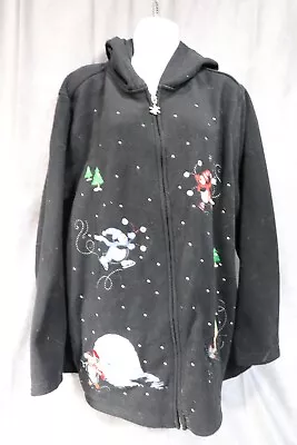 Buy Essentials By Maggie Women’s Christmas Sweater Black Zip Up Hoodie 22/24W  • 25.57£