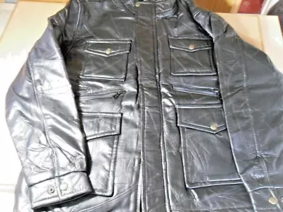 Buy Mens Black Leather Jacket, Hardly Worn, Size M • 20£