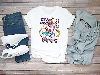 Buy Sailor Moon Meow Cat Funny T Shirts For Men A143 • 9.92£