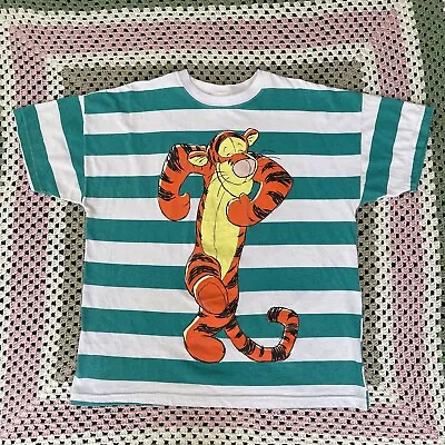 Buy Vintage Disney Tigger Graphic Striped Green T-Shirt Size XL Pooh Bear • 24.81£