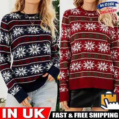 Buy Women Knitted Jumper Long Sleeve Xmas Sweater Fashion Simple Elastic Sweater Top • 12.99£