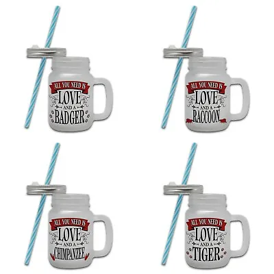 Buy All You Need Is Love And A (Various).Novelty Frosted Glass Mason Jar Mug W/Straw • 8.99£