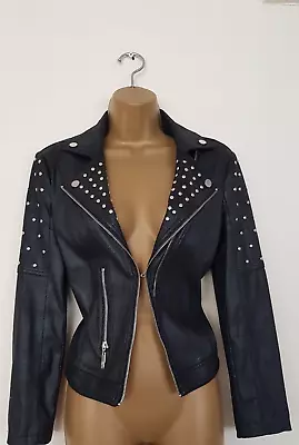 Buy Joseph Ribkoff Black Faux Leather Biker Jacket Size S Uk 10 Women's Casual • 19.99£