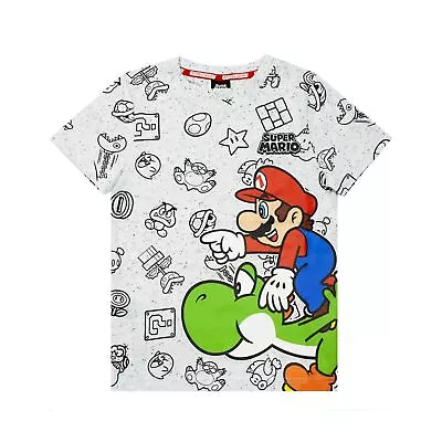 Buy Super Mario Boys Yoshi Marl T-Shirt NS7011 • 14.06£