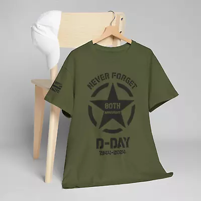 Buy D-Day T Shirt Normandy Landings 80th Anniversary UK Flag Tee Top Olive Shirt Top • 11.99£