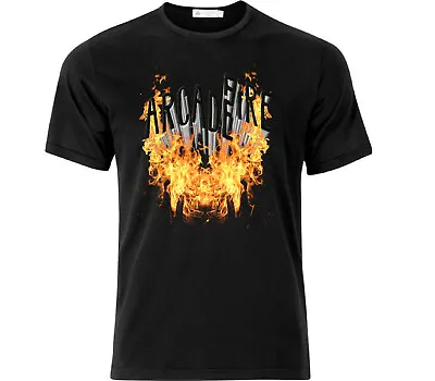 Buy Arcade Fire Inspired Flame Effect Music T Shirt Black • 18.49£