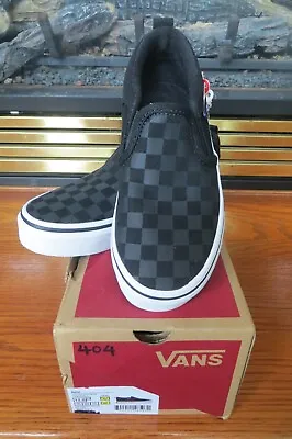 Buy Vans Asher Checker Black/Black Boys Slip On Shoes * Size: Youth 12 NEW In BOX* • 28.35£