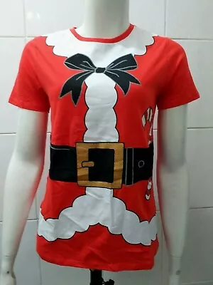 Buy New New Look Christmas Tee With Santa Print Bright Red UK 10 • 6.99£