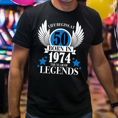 Buy Life Begins At 50 Legends Born 1974 T Shirt Special 50th Dad Birthday Gift 2024 • 13.99£
