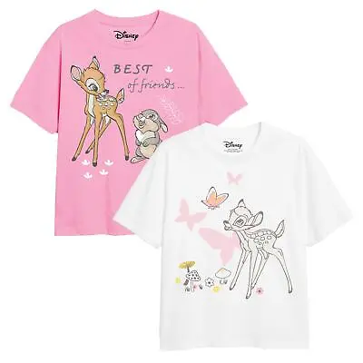 Buy Disney Girls T-shirt 2 Pack Bambi & Friends Top Tee 3-8 Years Official • 13.99£