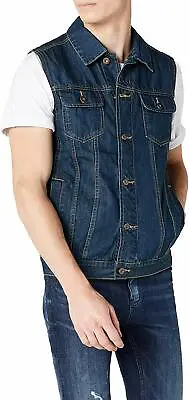 Buy Mens Retro Denim Waistcoats Jeans Slim Fit Jacket Sleeveless Cowboy Biker Vest • 13.99£