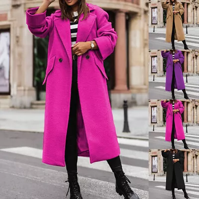 Buy Women Casual Double Breasted Long Sleeve Winter Coats Thermal Jackets Outcoat UK • 13.09£