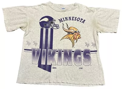 Buy Minnesota Vikings Vintage Salem Sportswear Single Stitch AOP T Shirt XL • 15£