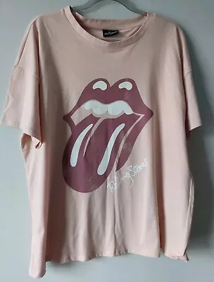 Buy The Rolling Stones Womens Mouth Logo Pink Cotton Tee Size Uk 16 • 8.99£