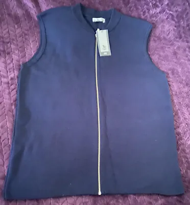 Buy Tu Men’s Navy Zip -through Baseball Vest Size Large New • 15£