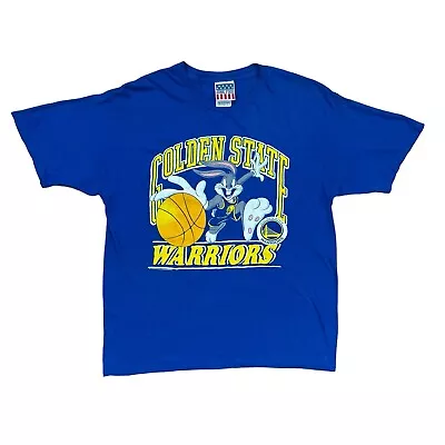 Buy LOONEY TUNES T Shirt Bugs Bunny Golden State Warriors Vintage NBA Mens Blue M • 29.95£