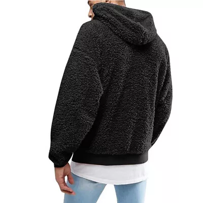 Buy Men Thick Fleece Plush Warm Hoodie Pullover Winter Plush Fur Hooded Sweatshirts • 12.24£