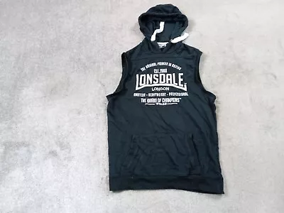 Buy LONSDALE Boxing Hoodie Mens Black Sleeveless Hooded Sweatshirt 38 In Chest • 10.41£