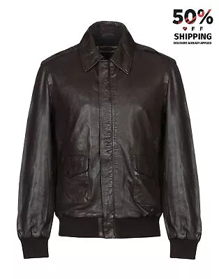 Buy RRP €480 PROLEATHER Mike Leather Jacket Size M Worn Look Crumpled Regular Collar • 69.99£